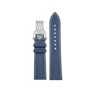 SEQLTWFC Correa de cuero compatible con Breitling AVENGER SB0147/A17328 de 22 mm, correa de lona suave con grano negro, verde, azul y amarillo.(1Blue white-silver)