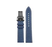 SEQLTWFC Correa de cuero compatible con Breitling AVENGER SB0147/A17328 de 22 mm, correa de lona suave con grano negro, verde, azul y amarillo.(1Blue white-black)