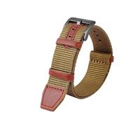 SEQLTWFC Correa de nailon tejido y cuero genuino de 20 mm y 22 mm compatible con Hamilton H69439931 H69439411, correa deportiva for exteriores for hombre.(Khaki black,20mm)