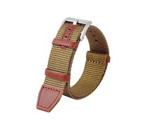SEQLTWFC Correa de nailon tejido y cuero genuino de 20 mm y 22 mm compatible con Hamilton H69439931 H69439411, correa deportiva for exteriores for hombre.(Khaki silver,20mm)