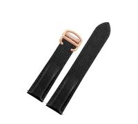 SEQLTWFC Correa de piel de lichi compatible con Cartier TANK SOLO RONDE DE, correa de piel de lichi de 20, 23 y 25 mm, accesorios for relojes.(Black-rose gold,17mm)