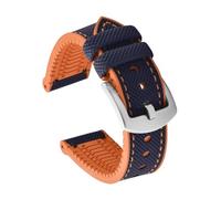 SEQLTWFC Correa de reloj compatible con Omega Tissot MIDO IWC de 20 mm, 22 mm y 24 mm con base de goma FKM y nailon. Accesorios for pulseras.(Blue Orange-Silver,22mm)