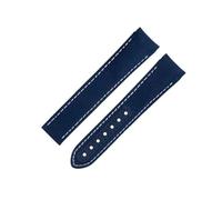 SEQLTWFC Correa de reloj con extremo curvado de 20 mm compatible con correa Omega compatible con AT150 Seamaster 300 Planet Ocean De Ville Speedmaster Blue White Line(Blue)
