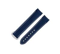 SEQLTWFC Correa de reloj con extremo curvado de 20 mm compatible con correa Omega compatible con AT150 Seamaster 300 Planet Ocean De Ville Speedmaster Blue White Line(Blue 2)