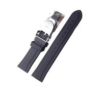 SEQLTWFC Correa de reloj de 20 mm 22 mm Correa de reloj de pulsera de repuesto de caucho de silicona resistente al agua negra Cierre desplegable compatible con correa Tudor