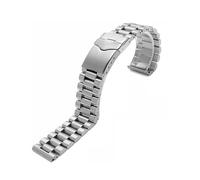 SEQLTWFC Correa de reloj de acero inoxidable de alta calidad Compatible con correa masculina TAG Heuer pulsera de plata de 20mm 22mm con hebilla plegable(20mm)