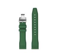 SEQLTWFC Correa de reloj de caucho fluorado compatible con MIDO MULTIforT TV, modelo M049.526. Correa de reloj de 22 mm con junta recta for hombre.(Green-Silver)