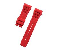 SEQLTWFC Correa de reloj de caucho natural suave y colorida de 25 mm x 20 mm, resistente al agua, compatible con la pulsera de reloj Richard Mille.(Red,25mm Black buckle)