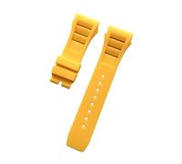 SEQLTWFC Correa de reloj de caucho natural suave y colorida de 25 mm x 20 mm, resistente al agua, compatible con la pulsera de reloj Richard Mille.(Yellow,25mm Rose buckle)