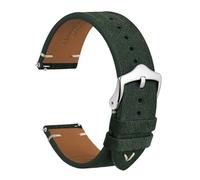 SEQLTWFC Correa de reloj de cuero de gamuza inversa for hombre, correa de reloj de liberación rápida de 18mm, 20mm y 22mm, lujosa pulsera de repuesto Vintage(Seaweed-SilverBuckle,18mm)