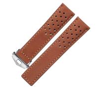 SEQLTWFC Correa de reloj de cuero genuino compatible con correa de reloj de hombre TAG Heuer con hebilla plegable 20 mm 22 mm 24 mm Gris Negro Marrón Cuero de vaca(Light brown silver,20mm)