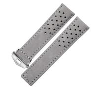 SEQLTWFC Correa de reloj de cuero genuino compatible con correa de reloj de hombre TAG Heuer con hebilla plegable 20 mm 22 mm 24 mm Gris Negro Marrón Cuero de vaca(Gray silver,24mm)