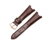 SEQLTWFC Correa de reloj de cuero genuino compatible con relojes Patek Philippe 5711 y 5712G Nautilus for hombre y mujer, con abertura cóncava y convexa, de 25 a 13 mm.(Brown-rosegold)