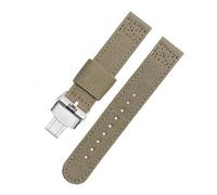 SEQLTWFC Correa de reloj de lona de nailon de 20 a 22mm Compatible con Citizen Seiko/5 correa de reloj for deportes al aire libre pulsera transpirable correa Universal for hombres(Khaki-silver S,22mm)