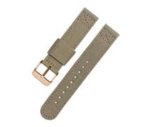 SEQLTWFC Correa de reloj de lona de nailon de 20 a 22mm Compatible con Citizen Seiko/5 correa de reloj for deportes al aire libre pulsera transpirable correa Universal for hombres(Khaki-rose gold,18mm