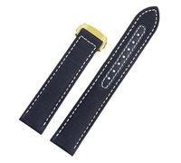 SEQLTWFC Correa de reloj de lona tejida de 20 mm compatible con Omega Seamaster 300 AT150, tela, cuero, nailon, hebilla AQUA TERRA 150 azul y negra.(Blue white Gold,19mm)