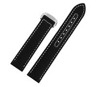 SEQLTWFC Correa de reloj de lona tejida de 20 mm compatible con Omega Seamaster 300 AT150, tela, cuero, nailon, hebilla AQUA TERRA 150 azul y negra.(Black white Silver,20mm)