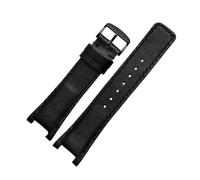 SEQLTWFC Correa de reloj de piel de vaca Compatible con GC YA1332 1333 1335 correa de reloj 16MM 20MM blanco negro marrón rojo con muesca pulsera de cuero for mujer(Black-black,16 wide10concave)