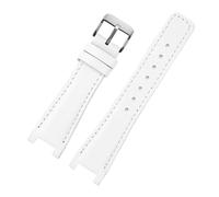 SEQLTWFC Correa de reloj de piel de vaca Compatible con GC YA1332 1333 1335 correa de reloj 16MM 20MM blanco negro marrón rojo con muesca pulsera de cuero for mujer(White-silver,16 wide10concave)