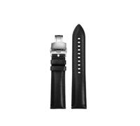 SEQLTWFC Correa de reloj de piel de vaca negra de 20 mm y 22 mm compatible con Armani Black Knight AR1918 AR1981 AR2447 AR60008 Fossil FS5061 FS5237 ME3052(1black-silver,22mm)