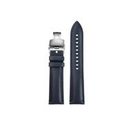 SEQLTWFC Correa de reloj de piel de vaca negra de 20 mm y 22 mm compatible con Armani Black Knight AR1918 AR1981 AR2447 AR60008 Fossil FS5061 FS5237 ME3052(1blue-silver,20mm)
