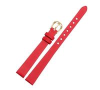 SEQLTWFC Correa de reloj de seda hilada y cuero genuino de 6 mm, 8 mm, 10 mm, 12 mm y 14 mm, compatible con pulseras de reloj de mujer, color rojo, negro, blanco y azul.(Red g,12mm)