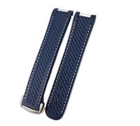 SEQLTWFC Correa de reloj de silicona de 20 mm compatible con Omega Seamaster 300 AT150 Aqua Terra Ultra Light 8900 con hebilla de acero.(Blue-White Line,20mm NO Buckle)