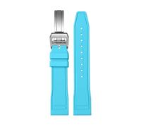 SEQLTWFC Correa de reloj Fluororubber FKM Compatible con IWC Watch Big Pilot Portofino TOP Portugieser 20mm 21mm 22mm correas de goma(Sky blue folding cl,20mm)