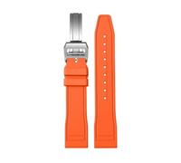 SEQLTWFC Correa de reloj Fluororubber FKM Compatible con IWC Watch Big Pilot Portofino TOP Portugieser 20mm 21mm 22mm correas de goma(Orange folding clasp,21mm)