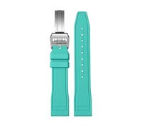 SEQLTWFC Correa de reloj Fluororubber FKM Compatible con IWC Watch Big Pilot Portofino TOP Portugieser 20mm 21mm 22mm correas de goma(Cyan folding clasp,20mm)