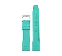 SEQLTWFC Correa de reloj Fluororubber FKM Compatible con IWC Watch Big Pilot Portofino TOP Portugieser 20mm 21mm 22mm correas de goma(Cyan pin silver,22mm)