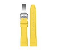SEQLTWFC Correa de reloj Fluororubber FKM Compatible con IWC Watch Big Pilot Portofino TOP Portugieser 20mm 21mm 22mm correas de goma(Yellow folding clasp,20mm)
