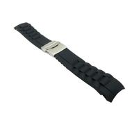 SEQLTWFC Correa de reloj Universal de silicona con extremo curvado, correa de goma negra suave de 16/18/20/22/24/26mm, accesorios de pulsera con hebilla plegable de Metal(24mm)