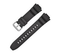 SEQLTWFC Correa de resina de TPU Compatible con Casio MCW-100H W-S220 HDD-S100 WV-200 AE-2000/2100 pulsera deportiva de silicona correa de reloj 16mm(Black S)