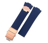 SEQLTWFC Correa de silicona compatible con Athens Observation Navigation 1183 for hombre y mujer. Resistente al agua, compatible con correa de goma Ulysse Nardin de 25 mm.(Blue-rosegold)