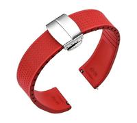 SEQLTWFC FKM Correa 20 mm 22 mm Correa de Reloj de Goma Fluoro de Buceo de liberación rápida Accesorios de Pulsera con Hebilla de Mariposa Compatible con Omega Compatible con Seiko Citizen(Red 01,22mm