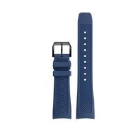 SEQLTWFC FKM Correa de reloj de caucho flúor Compatible con correa de reloj Rolex Omega Huawei IWC pulsera deportiva VITON accesorios de silicona 22mm(Blue-black bucke)