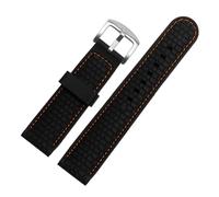 SEQLTWFC Nueva correa deportiva de silicona compatible con la correa de reloj MidoTissot Omega 20 mm 22 mm 24 mm Correa de caucho Negro Naranja Compatible con accesorios Huawei Samsung(Black orange si
