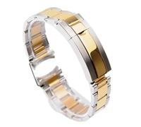 SEQLTWFC Pulsera Oyster de acero inoxidable 316L compatible con Rolex SUBMARINER DAYTONA SUP GMT, correa de metal for reloj de hombre, 20 mm y 21 mm.(Silver Gold,20mm)
