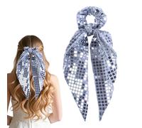 Sequin Bow Hair Ties Glitter Ponytail Holder Set Fashion Elastic Hair Accessories Ribbon Bowknot Hairband Stylish Women Girls Dance Gym Yoga School Party Wedding Use