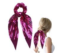 Sequin Bow Hair Ties Glitter Ponytail Holder Set Fashion Elastic Hair Accessories Ribbon Bowknot Hairband Stylish Women Girls Dance Gym Yoga School Party Wedding Use