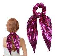 Sequin Scrunchies - Glitter Ponytail Holder Elastic Hair Bands Sparkly Bow Hair Ribbon For Women Girls Dancers Gym Workout Yoga School Birthday Wedding Stylish