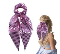 Sequin Scrunchies - Glitter Ponytail Holder Elastic Hair Bands Sparkly Bow Hair Ribbon For Women Girls Dancers Gym Workout Yoga School Birthday Wedding Stylish