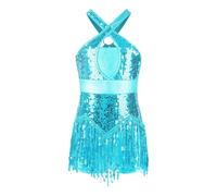 Sequins Fringe Latin Dance Leotard Dress Tassels Jazz Tango Salsa Samba Rumba Performance Costume Dancewear(Color 2,16)