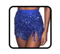 Sequins Tassel Skirt Belly Dance Skirt Rave Fringe Hip Scarf Costume Dance Mini Wrap Skirts for Women and Girls