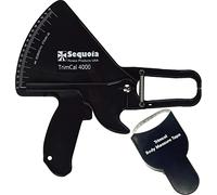 Sequoia Fitness Trimcal 4000 - Pinza de grasa corporal con cinta métrica y tabla de% de grasa (negro y negro)