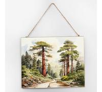 Sequoia National Park - Placa de madera decorativa moderna para pared, diseño de montañas del bosque, letreros de arte personalizados, tablones de madera, letrero colgante para sala de estar, oficina