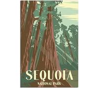 Sequoia National Park Skyline Vintage Viaje Póster Retro Pared Arte Lienzo Póster Arte Imprimir Hogar Decoración Habitación Decoración Sin Marco 50x75cm