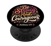 Ser Fuerte y Valiente Biblia fe Cristiana PopSockets PopGrip Adhesivo