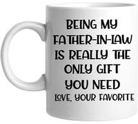 Ser mi suegro es realmente el único regalo que necesitas. Ama tus tazas de café favoritas. Taza de café novedosa, taza de té de cerámica con impresión de doble cara para mamá, papá, amigo, esposa, esp